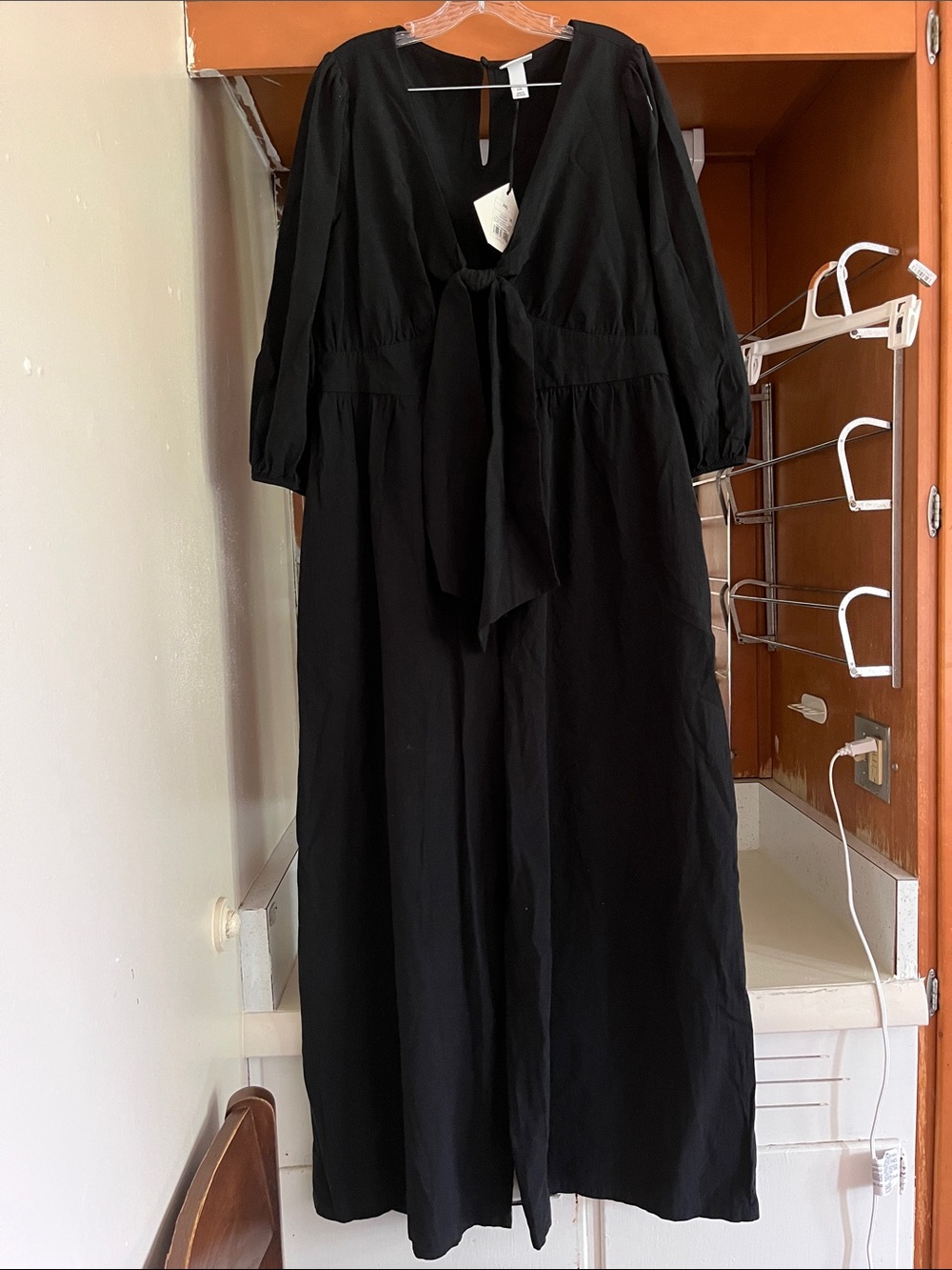 Ava & Viv Black Tie-Front Jumpsuit